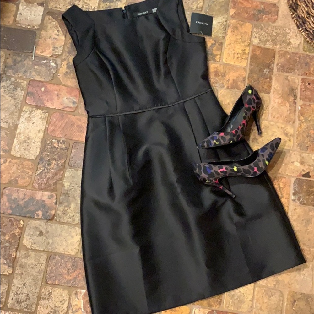 SOLD NWT Black Satin Cocktail Sheath